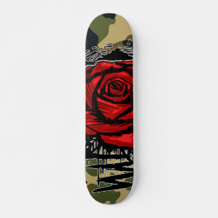 Rugged Rose Graffiti Art – Red Urban Flower Skateboard