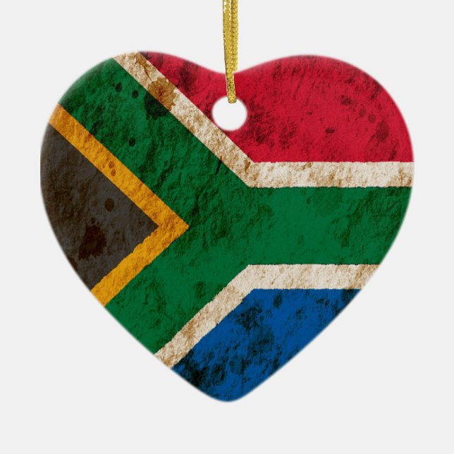 Rugged South African Flag Ceramic Tree Decoration (Front)