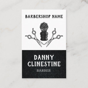 Rugged Trendy Modern Barber Scissors Barbershop Business Card