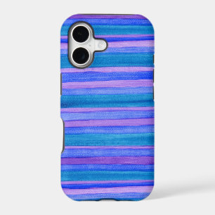 Rugged Turquoise, Blue, Violet Painted Stripes