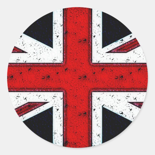 Rugged Union Jack Classic Round Sticker (Front)