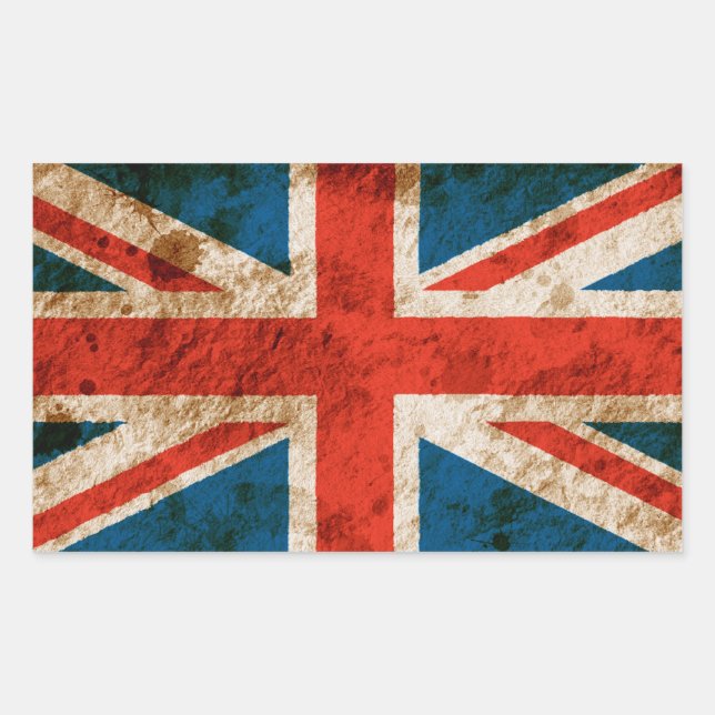 Rugged Union Jack Rectangular Sticker (Front)
