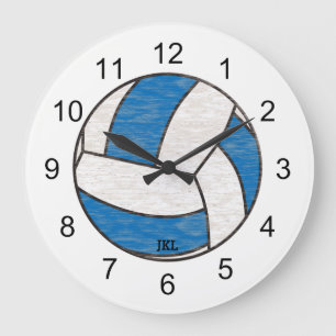 Rugged Volley Ball Wall Clock Blue And White