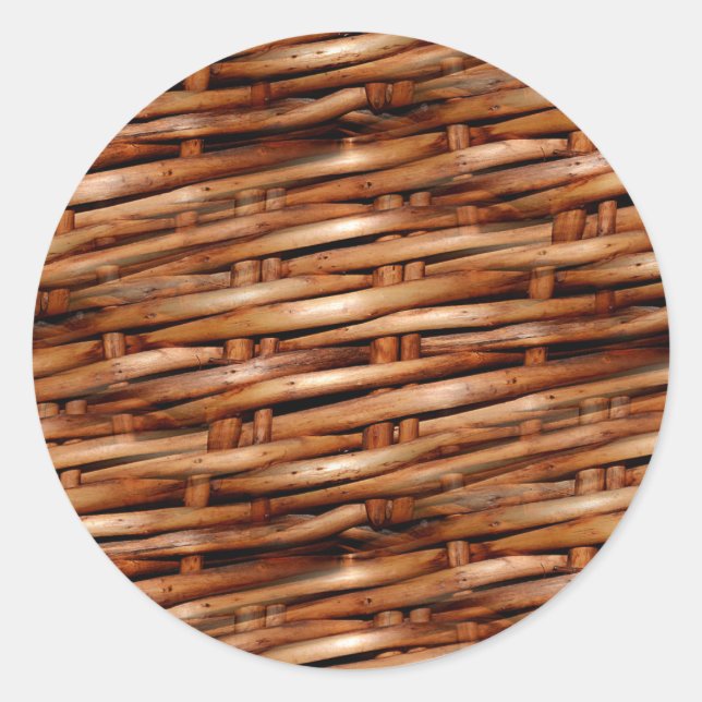 Rugged Wicker Basket Look Classic Round Sticker (Front)