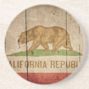 Rugged Wood California Flag Coaster