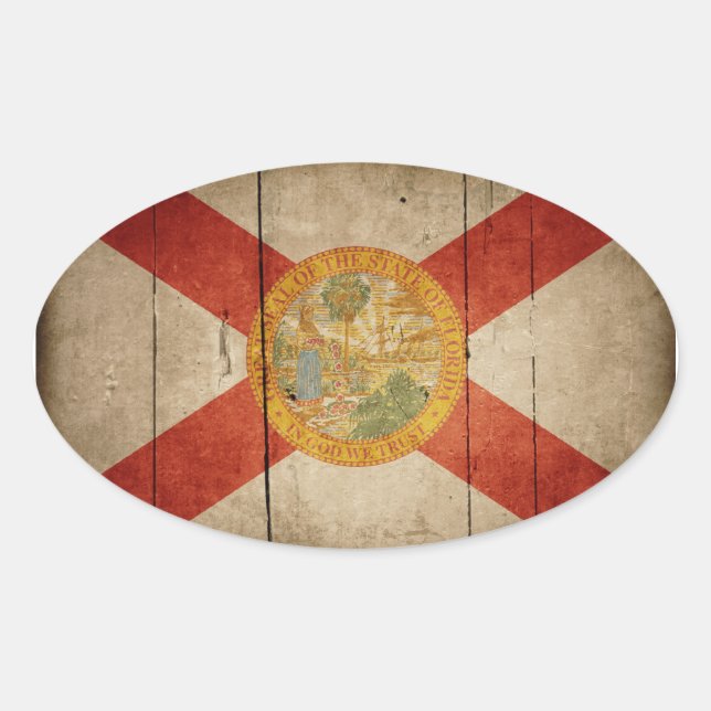 Rugged Wood Florida Flag Oval Sticker (Front)