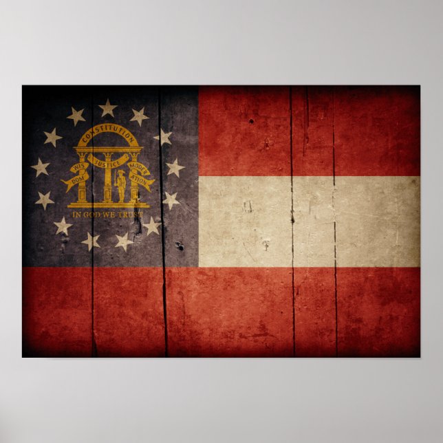 Rugged Wood Georgia Flag Poster (Front)