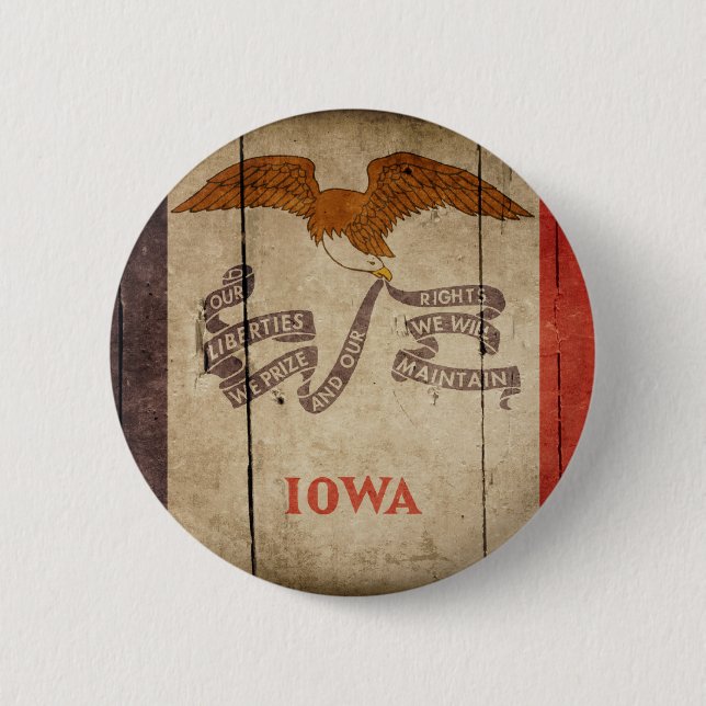 Rugged Wood Iowa Flag 6 Cm Round Badge (Front)