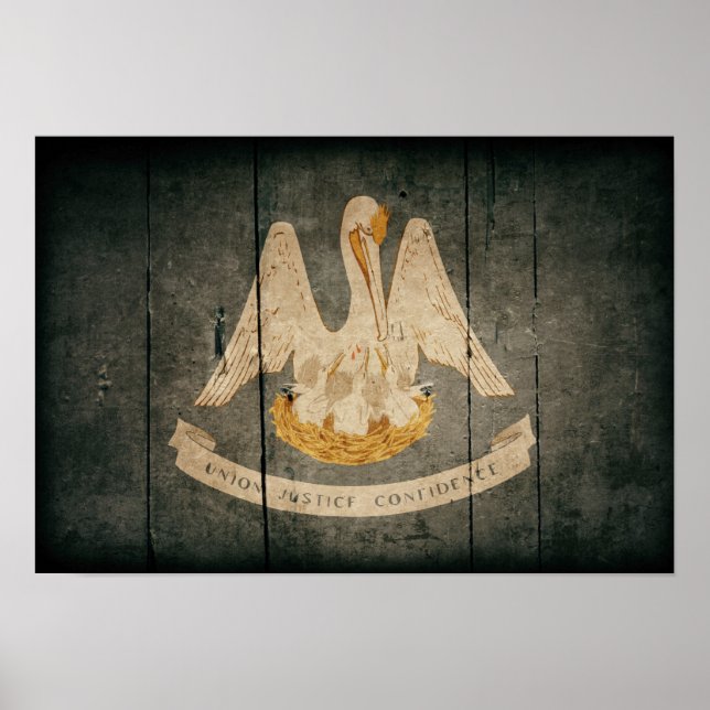 Rugged Wood Louisiana Flag Poster (Front)