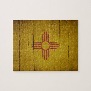 Rugged Wood New Mexico Flag Jigsaw Puzzle