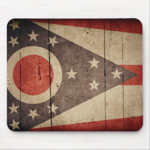 Rugged Wood Ohio Flag Mouse Mat