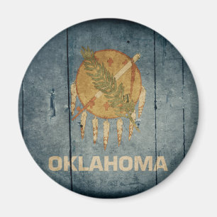 Rugged Wood Oklahoma Flag Magnet