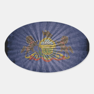 Rugged Wood Pennsylvania Flag Oval Sticker