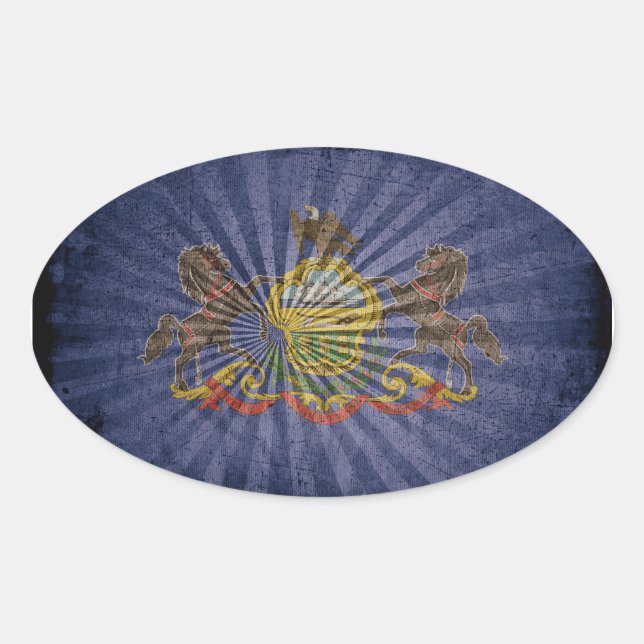 Rugged Wood Pennsylvania Flag Oval Sticker (Front)