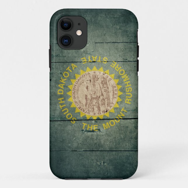 Rugged Wood South Dakota Flag Case-Mate iPhone Case (Back)