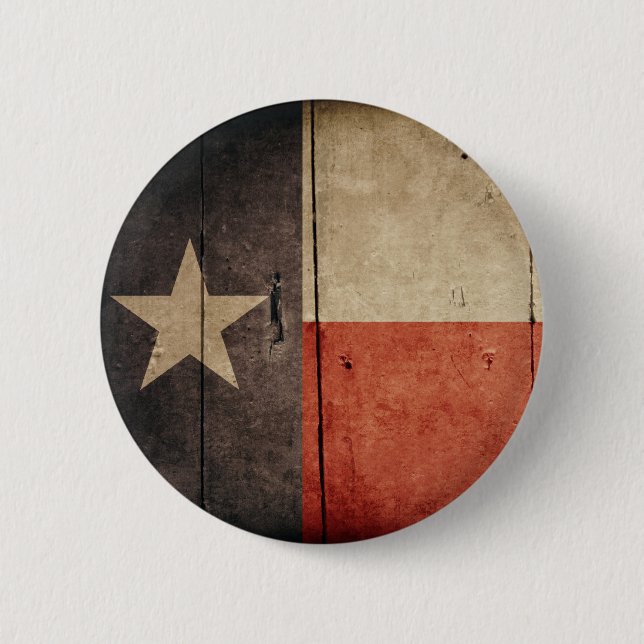 Rugged Wood Texas Flag 6 Cm Round Badge (Front)