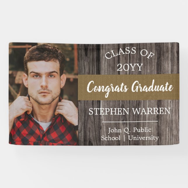 Rugged Woodsy Photo Graduation Congrats Graduate  Banner (Horizontal)