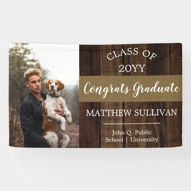 Rugged Woodsy Photo Graduation Congrats Graduate   Banner (Horizontal)