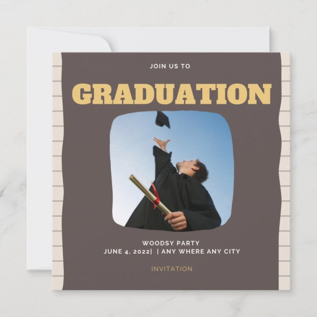 Rugged Woodsy Photo Graduation Party  Invitation (Front)