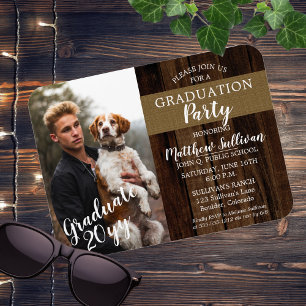 Rugged Woodsy Photo Graduation Party Magnet