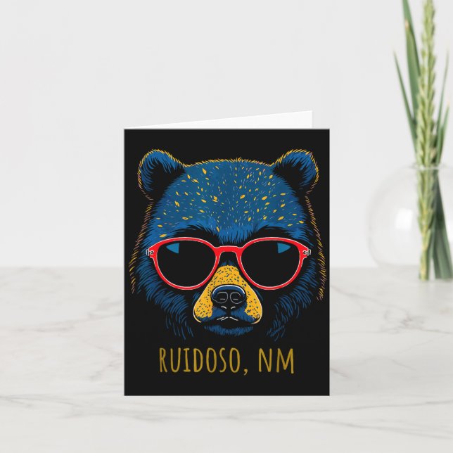 Ruidoso New Mexico Bear Wearing Sungles Design  Card (Front)