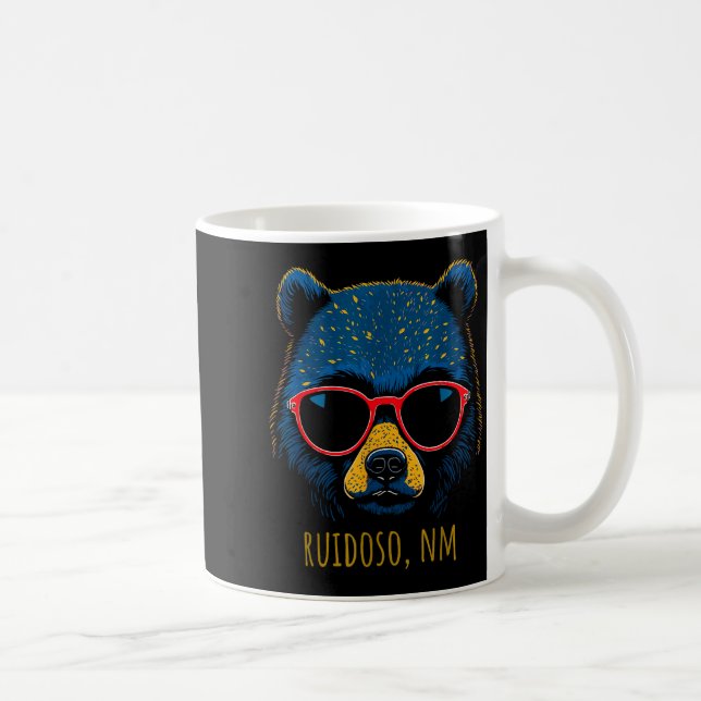 Ruidoso New Mexico Bear Wearing Sungles Design  Coffee Mug (Right)