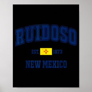 Ruidoso New Mexico Nm Vintage State Flag Athletic  Poster