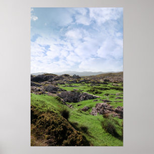 ruin in irish rocky landscape poster