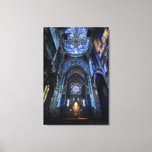 Ruined Cathedral Stained Glass Projection Glow Canvas Print