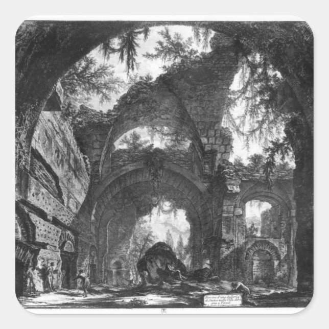 Ruined Gallery of the Villa Adriana at Tivoli Square Sticker (Front)