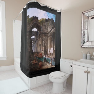 Ruins Of A Roman Bath With Washerwomen Shower Curtain