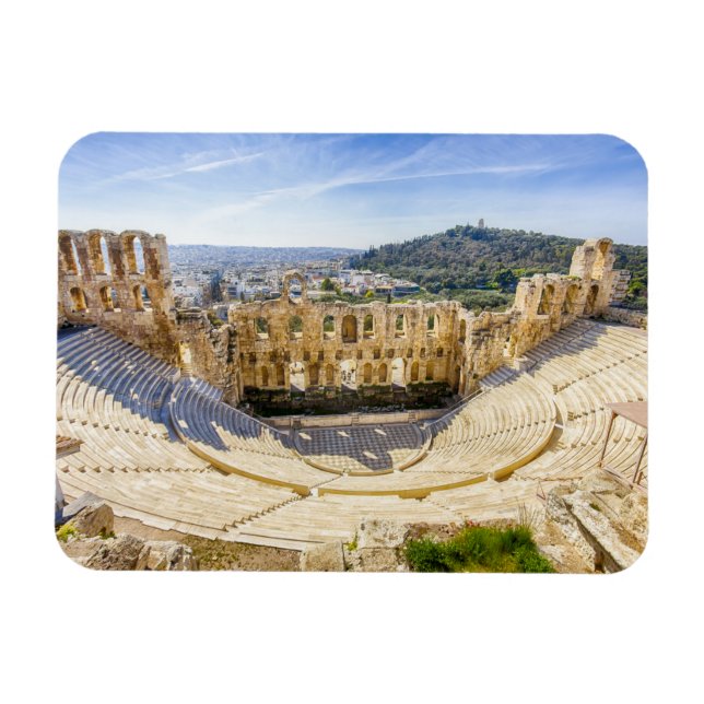 ruins of ancient theatre of Herodion Atticus Magnet (Horizontal)