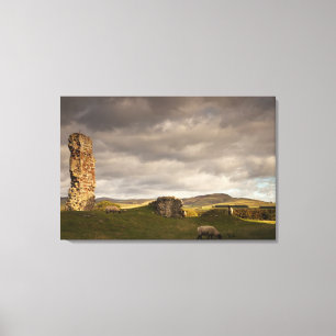 Ruins Of Cessford Castle With Sheep Grazing Canvas Print