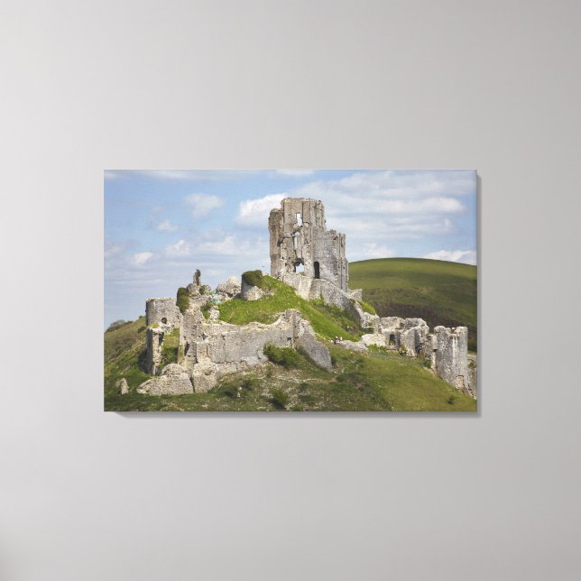 Ruins of Corfe Castle, near Wareham, Dorset, Canvas Print (Front)