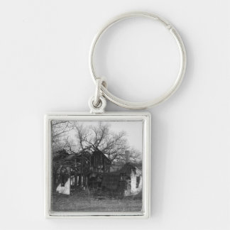 Ruins of farmhouse key ring