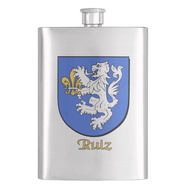 Ruiz Heraldic Shield Hip Flask (Front)