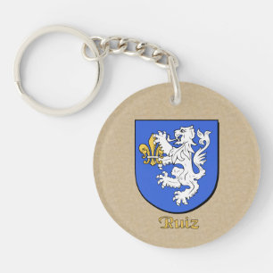 Ruiz Historical Shield and Spanish Flag Key Ring