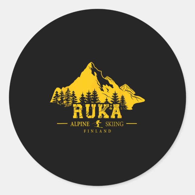 Ruka Finland Ski Resort Kuusamo Rukatunturi Alpine Classic Round Sticker (Front)