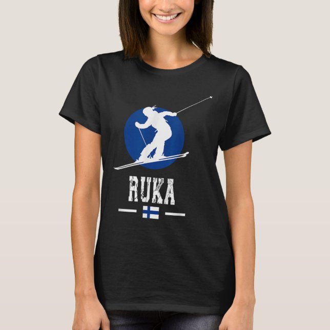 Ruka Finland Ski Resort Rukatunturi Kuusamo Skiing T-Shirt (Front)