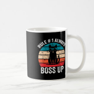 Rule 1 Always Boss Up Cat Funny Meme Men Women  Coffee Mug
