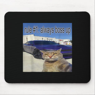 Rule 1 Always Boss Up Funny Cat Oddly Specific Dan Mouse Mat