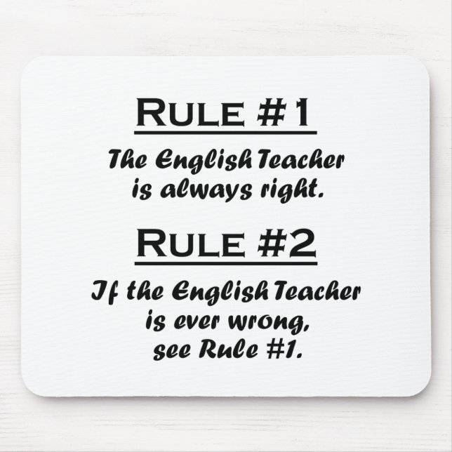 Rule English Teacher Mouse Mat (Front)