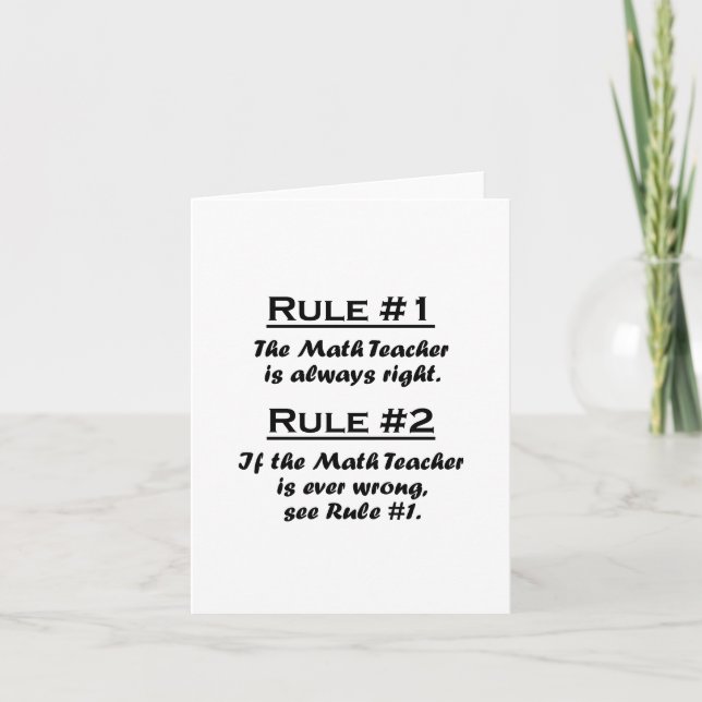 Rule Math Teacher Card (Front)
