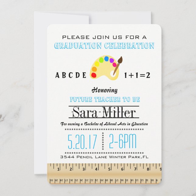 Ruler & Art Teacher Graduation Invitation (Front)