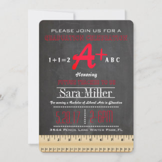 Ruler Teacher Graduation Invitation