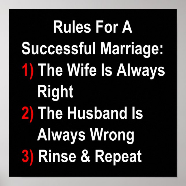 Rules For A Successful Marriage Poster (Front)