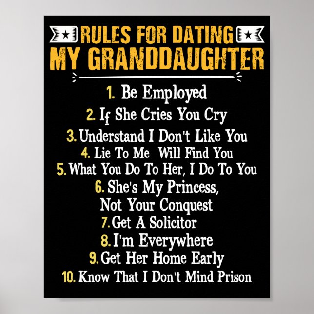 Rules For Dating My Granddaughter Fun Family Poster (Front)