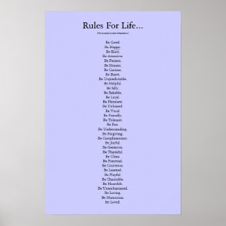 'Rules For Life...' - Blue Poster