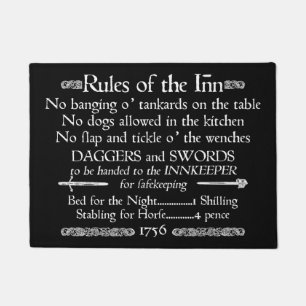 Rules of the Inn, 18th Century Innkeeper Sign Doormat