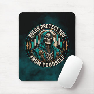 Rules Protect You From Yourself Teal Smoke Reaper  Mouse Mat